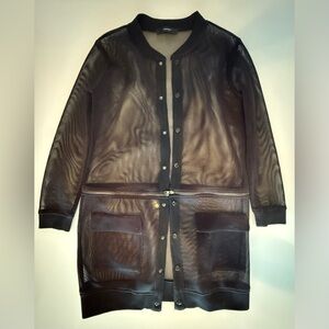 Forever 21 VTG Black Mesh Convertible Button Jacket With Pockets - Size Medium